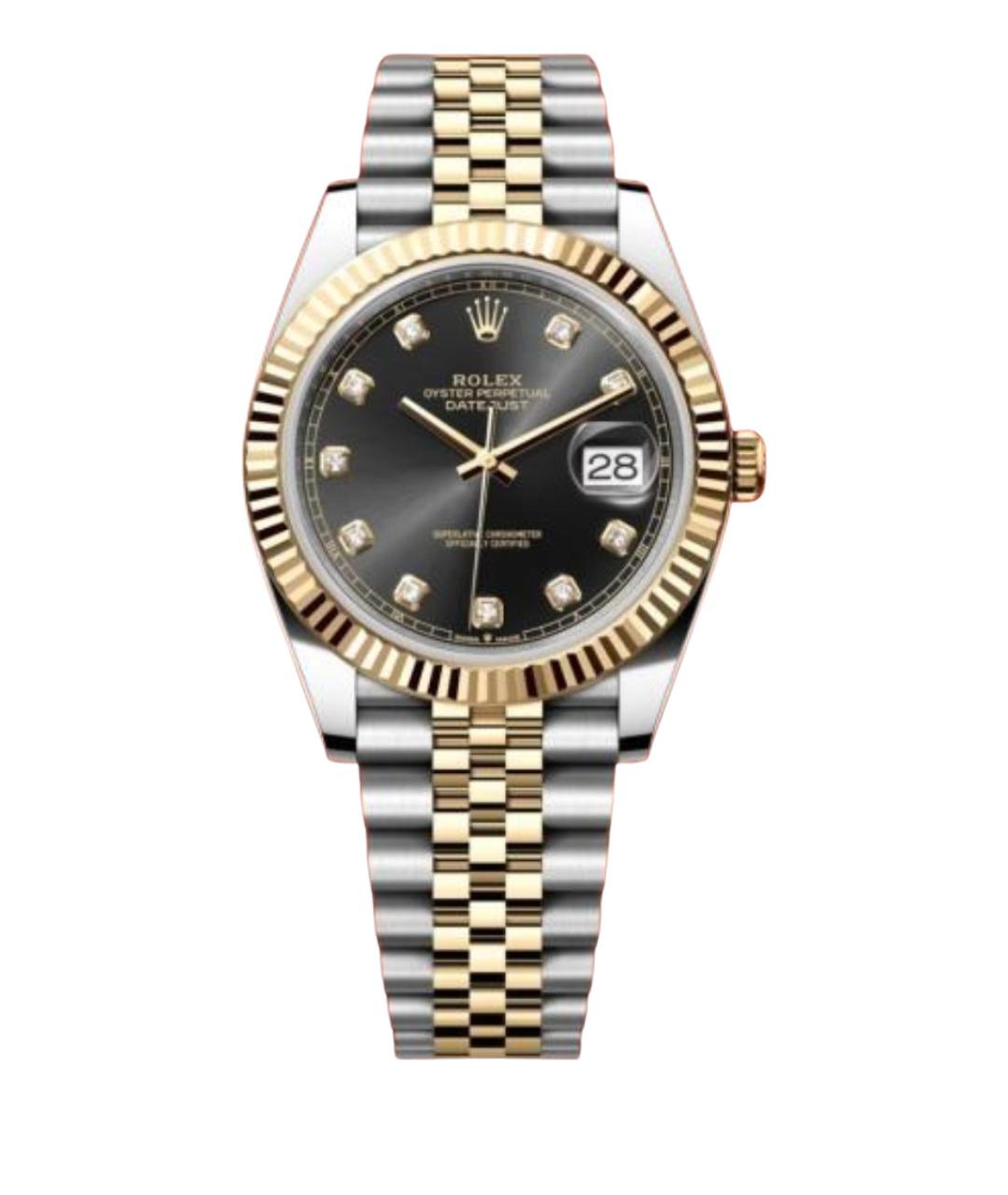 ROLEX Черные часы из желтого золота, фото 1