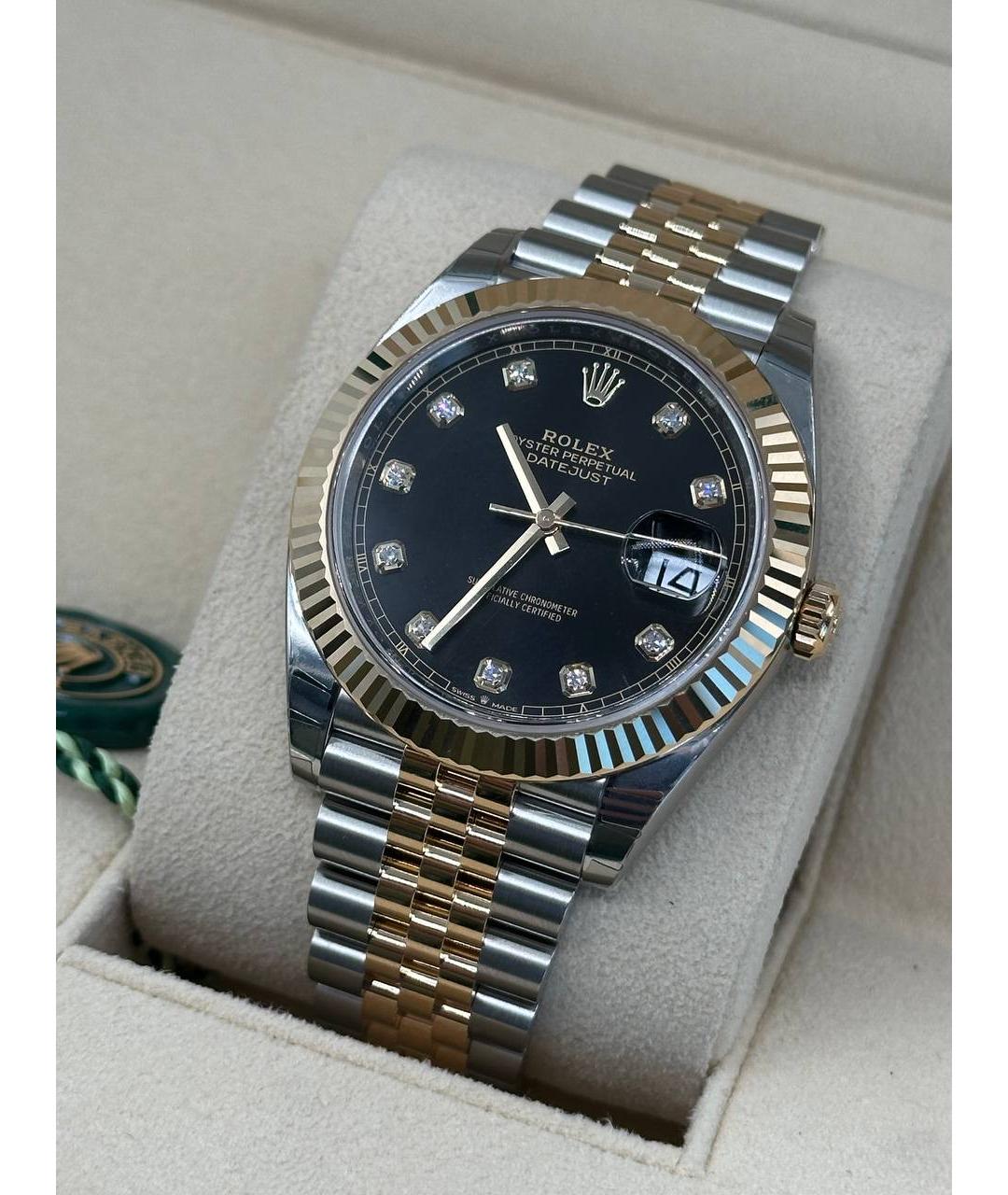 ROLEX Черные часы из желтого золота, фото 3