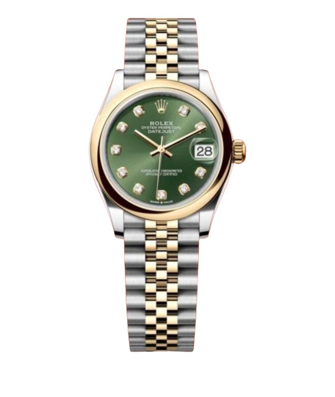 ROLEX Зеленые часы из желтого золота, фото 1