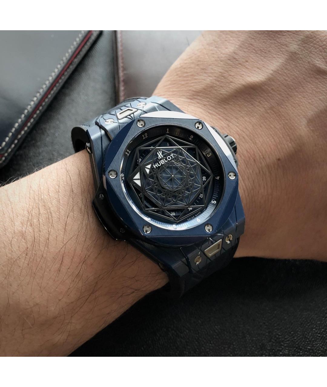 HUBLOT Синие керамические часы, фото 4