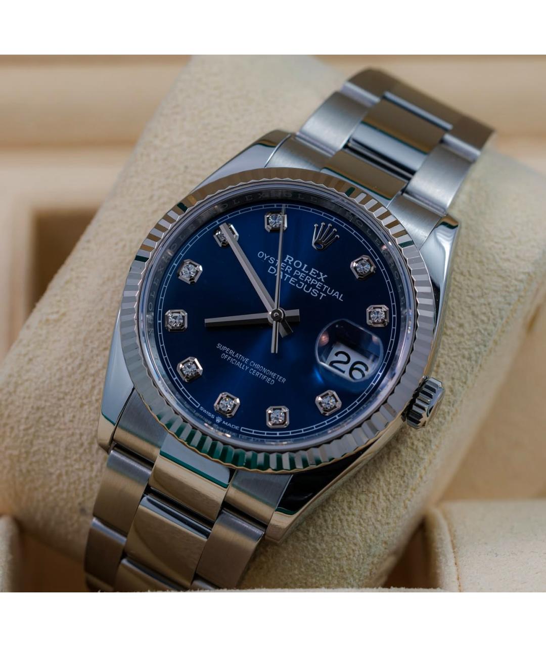 ROLEX Синие часы из белого золота, фото 2