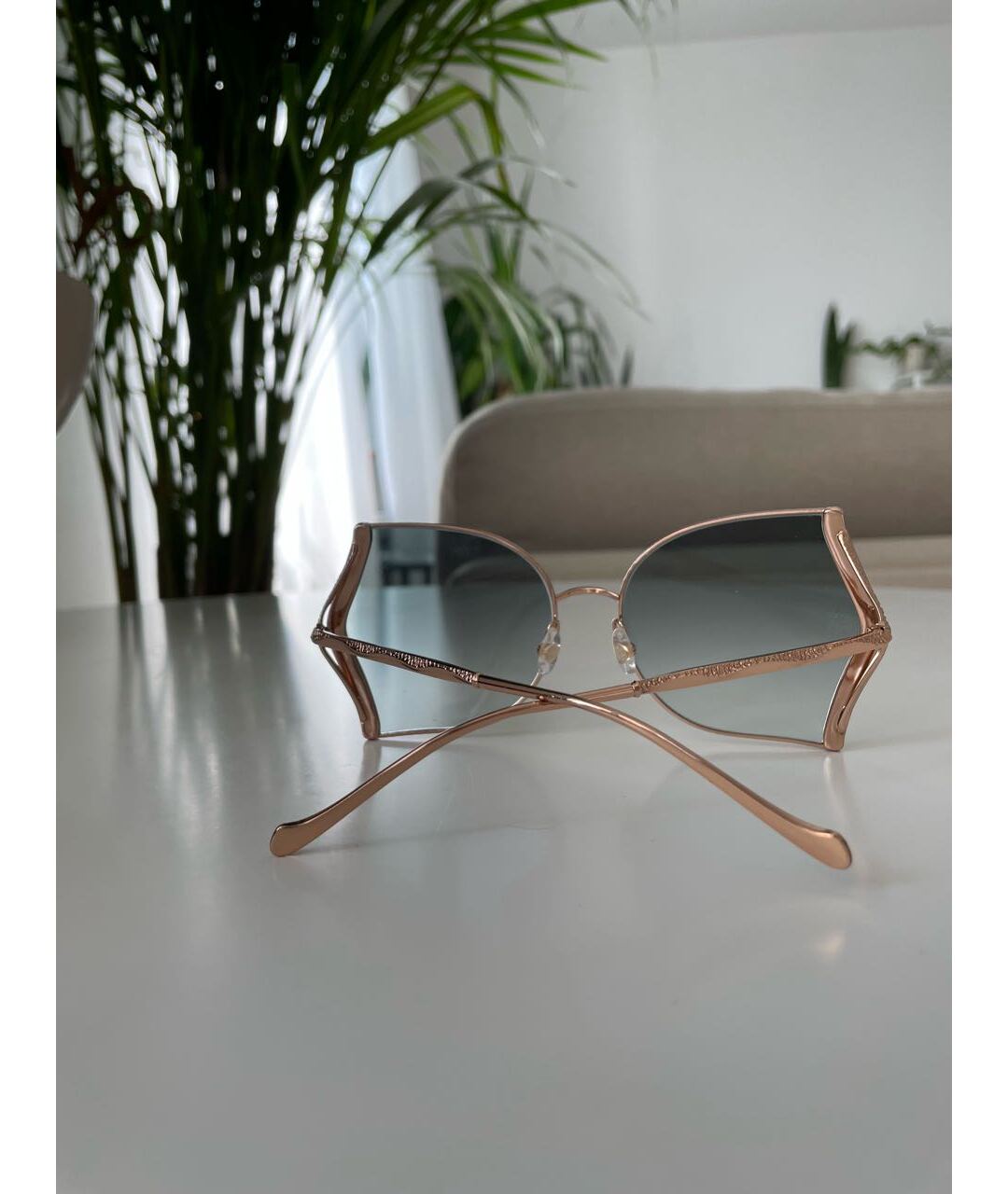 ELIE SAAB Золотые металлические солнцезащитные очки, фото 5