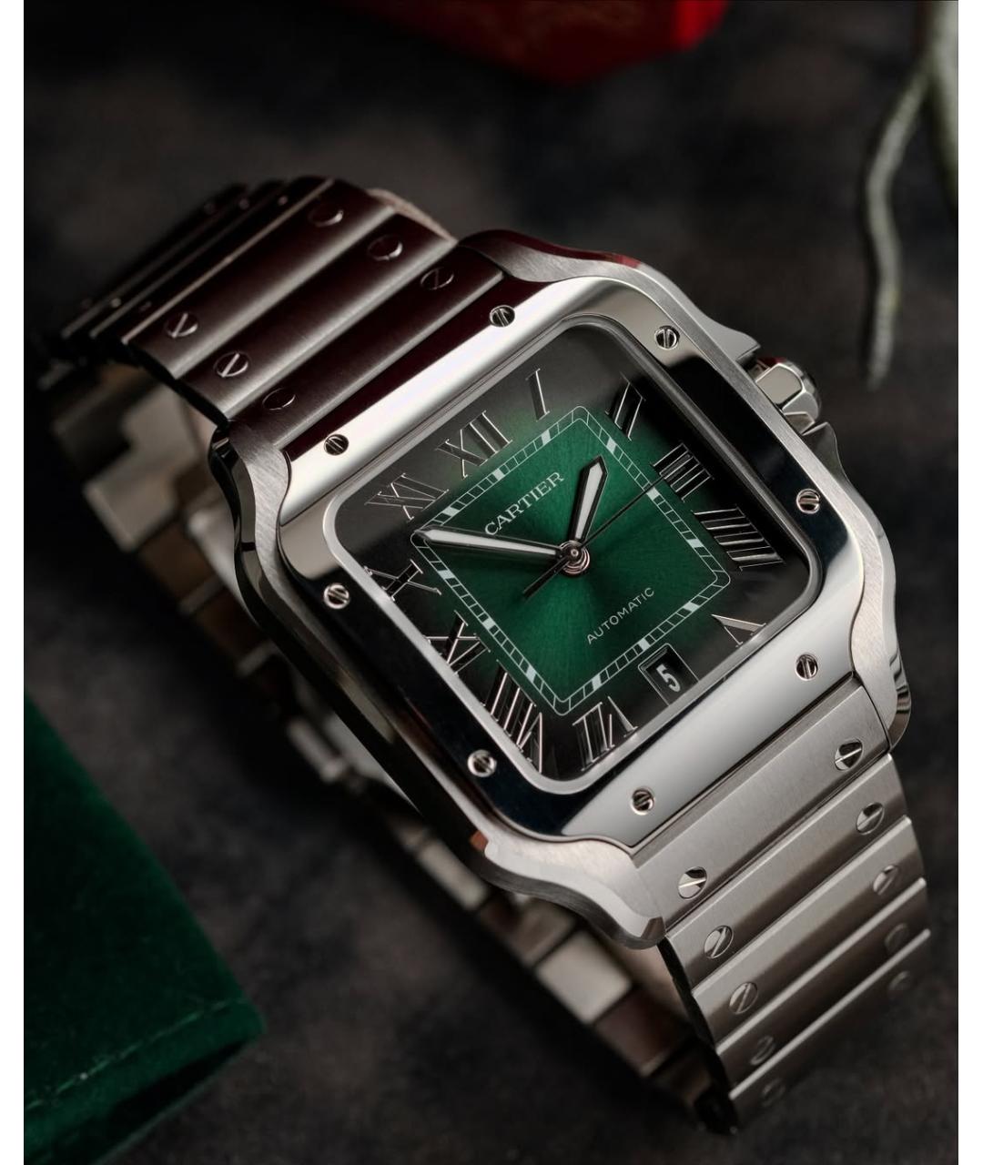 CARTIER Зеленые часы, фото 4
