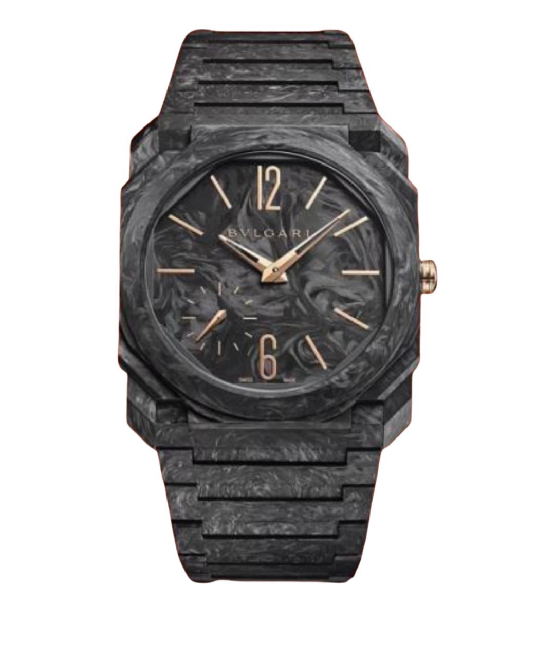 BVLGARI Черные часы из розового золота, фото 2