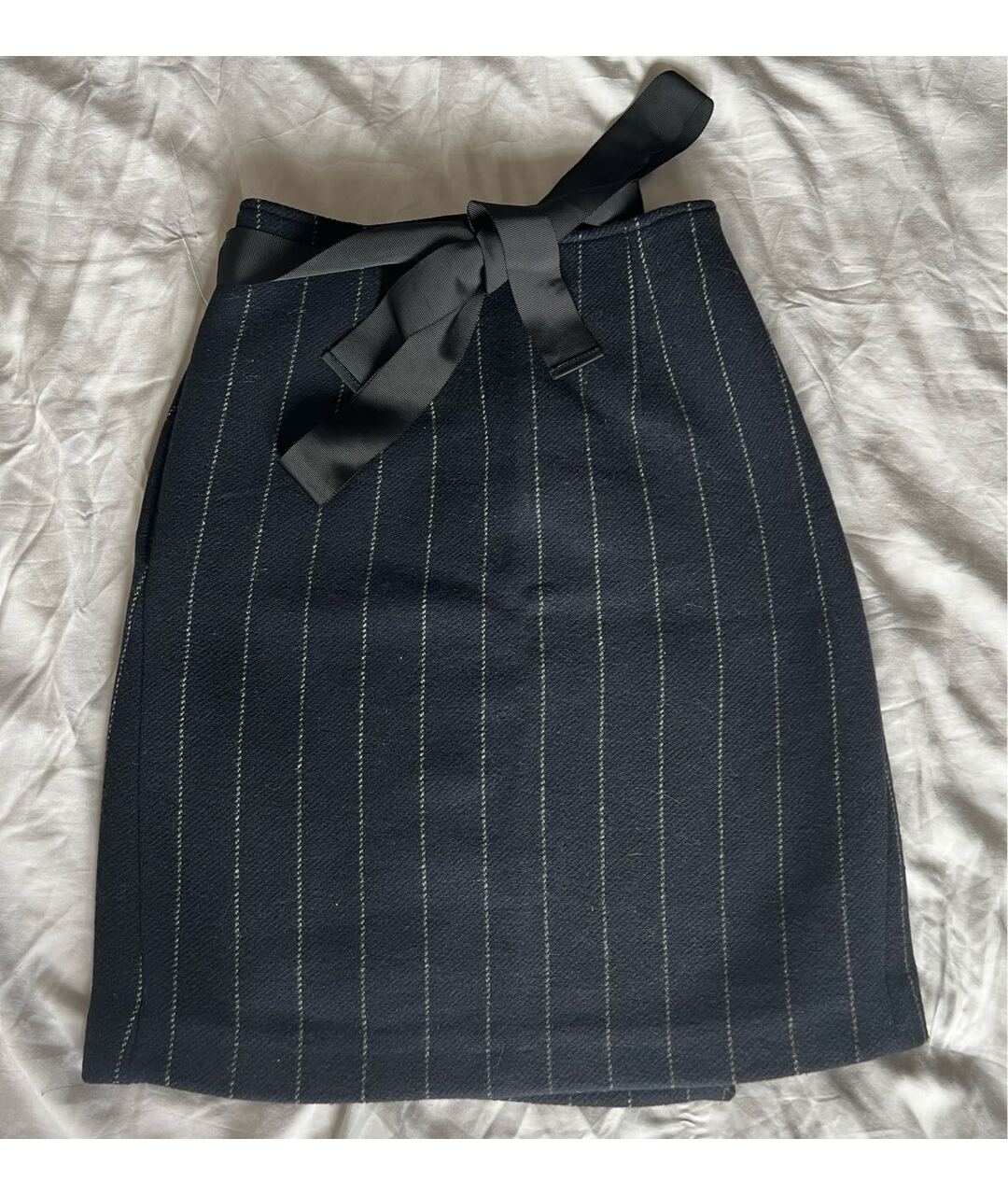 MAJE Темно-синяя шерстяная юбка мини, фото 2