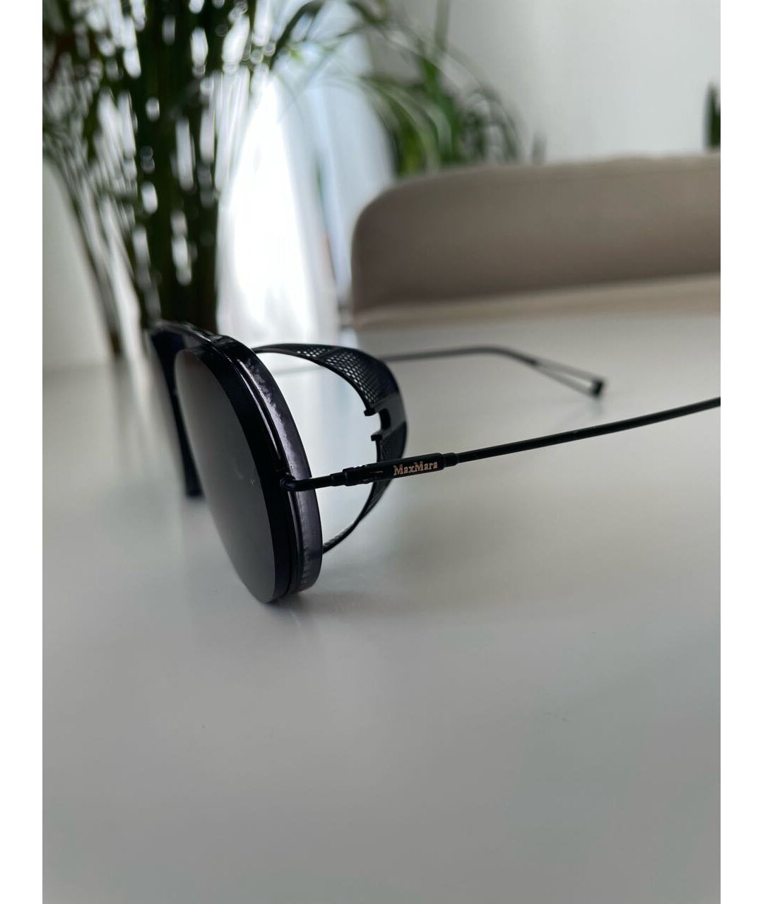 MAX MARA Черные металлические солнцезащитные очки, фото 3