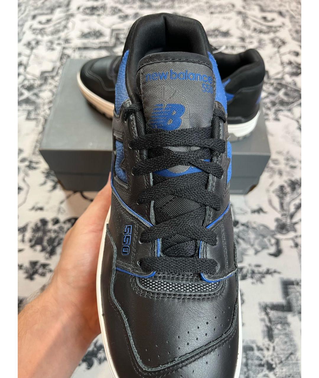 NEW BALANCE Черные кожаные низкие кроссовки / кеды, фото 2