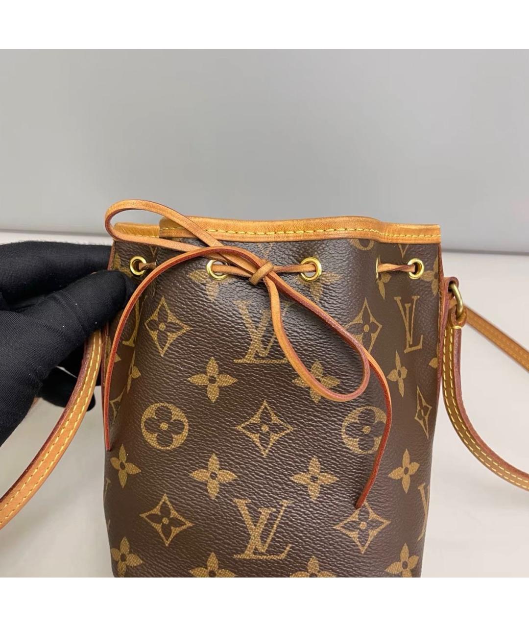 LOUIS VUITTON Коричневая кожаная сумка через плечо, фото 6