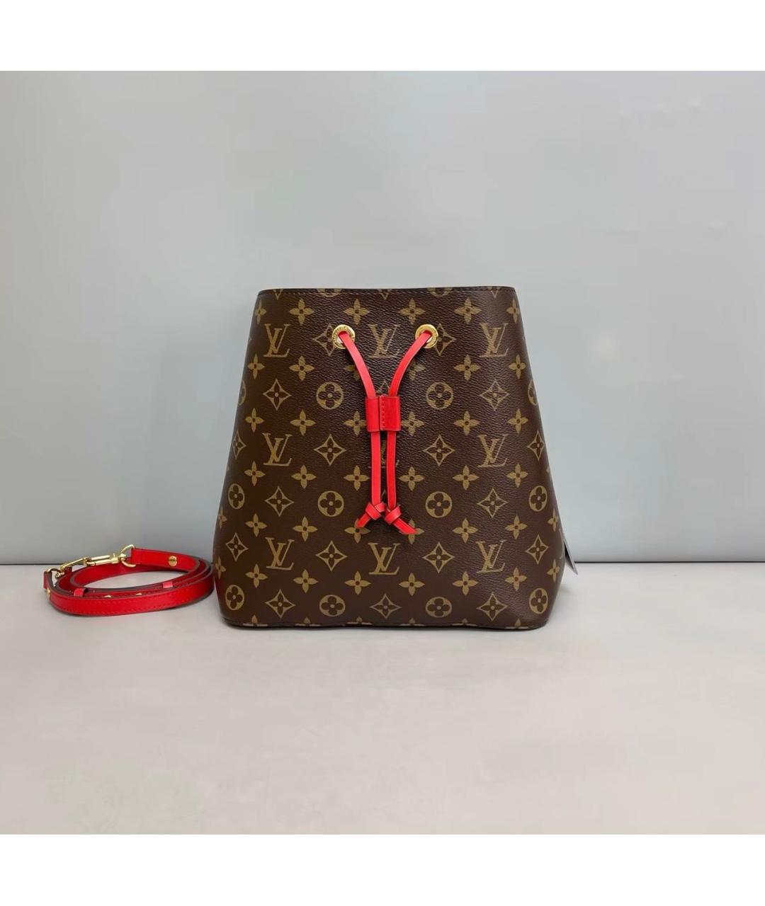 LOUIS VUITTON Красная кожаная сумка тоут, фото 6