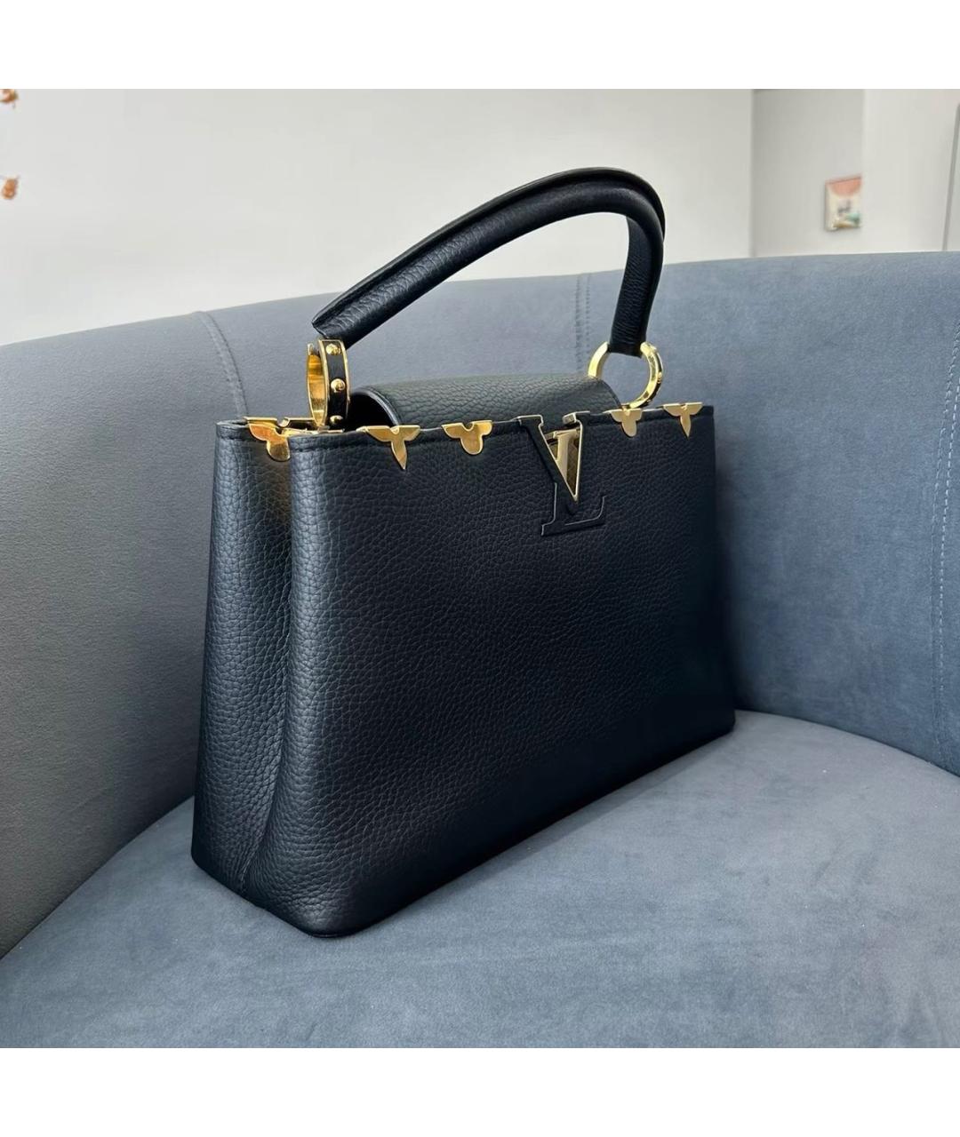 LOUIS VUITTON Черная кожаная сумка тоут, фото 2