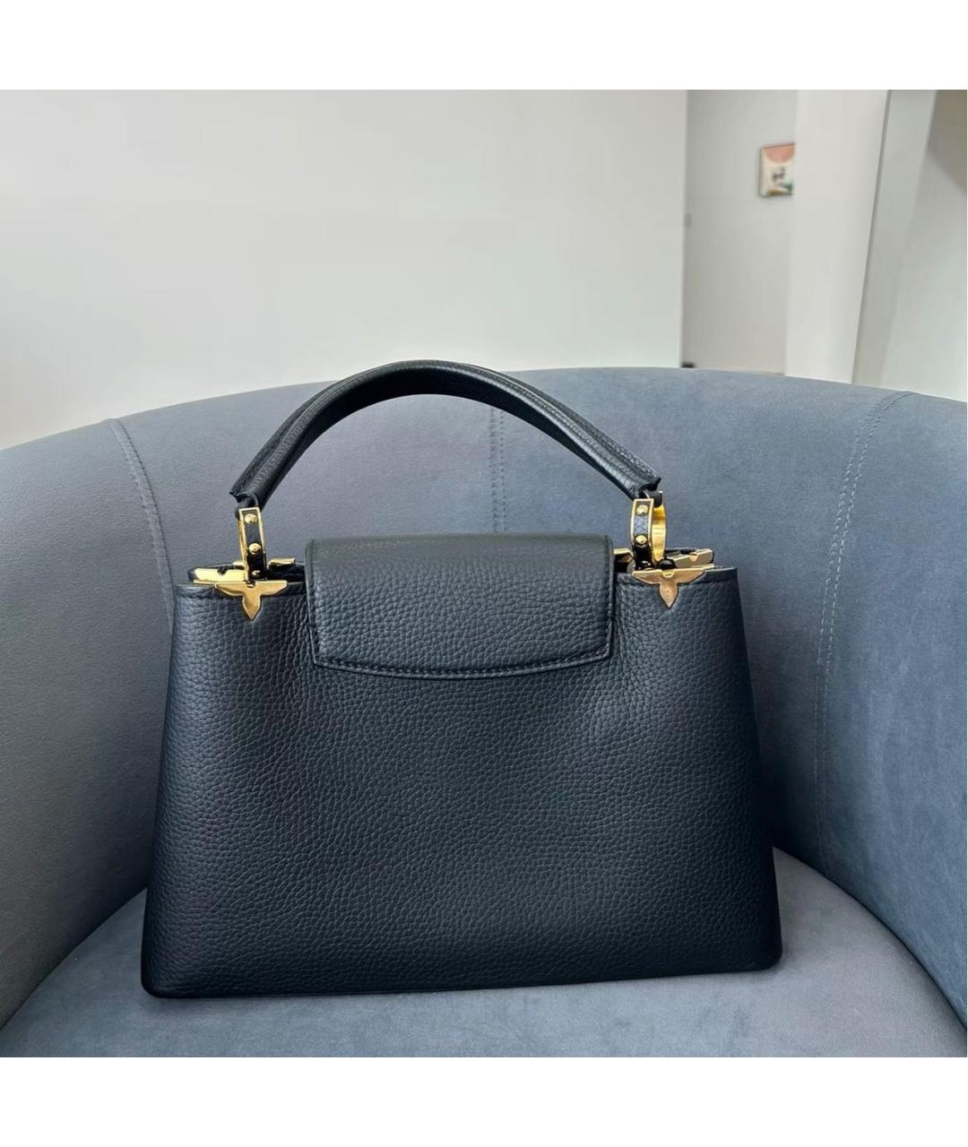 LOUIS VUITTON Черная кожаная сумка тоут, фото 4