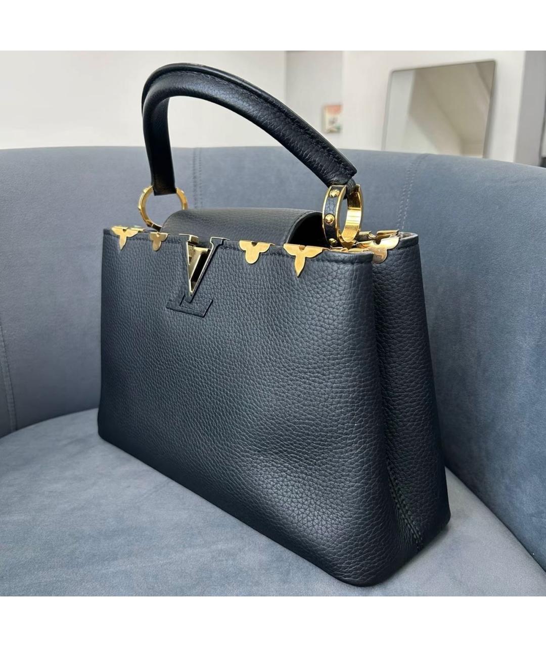 LOUIS VUITTON Черная кожаная сумка тоут, фото 3