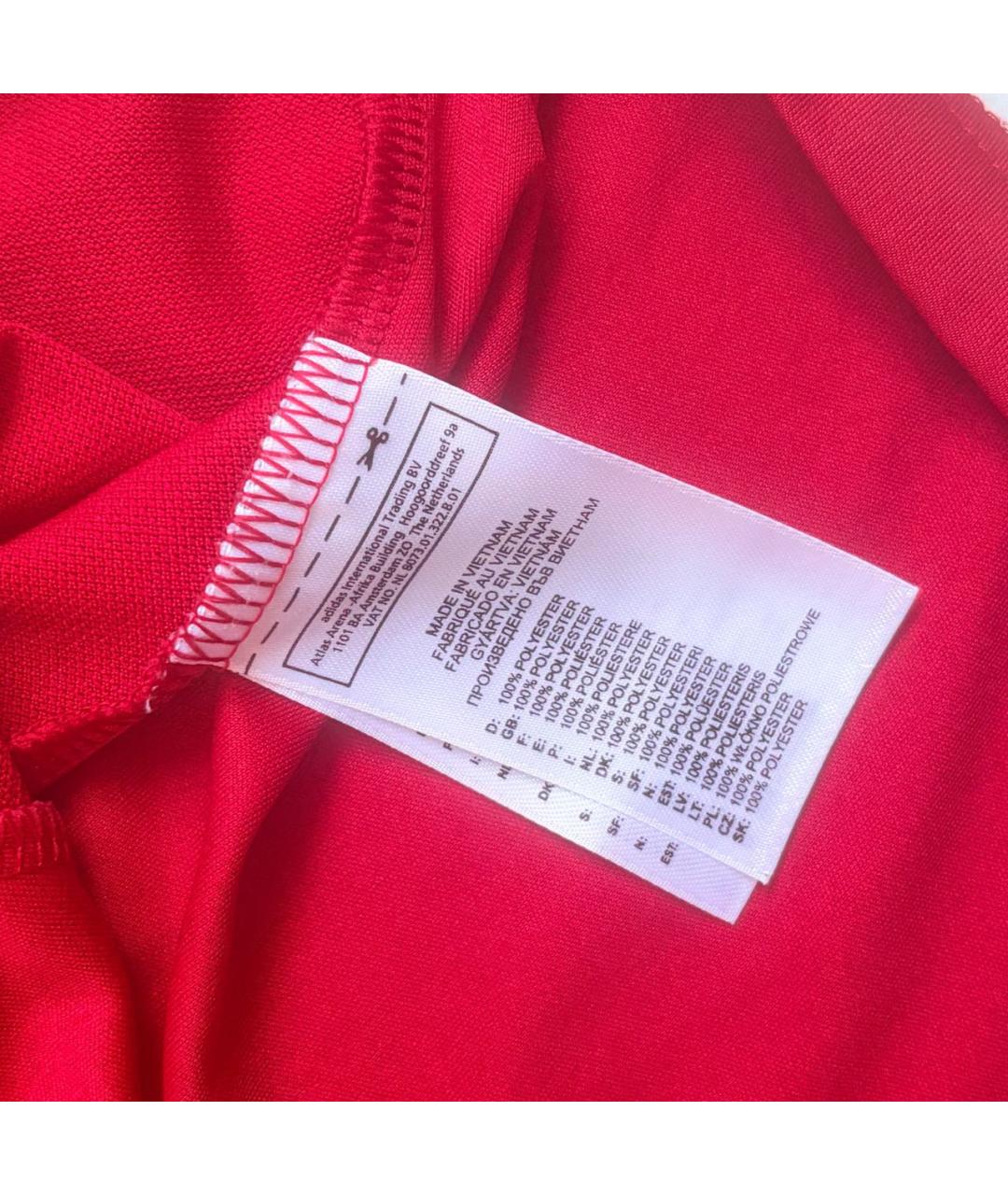 ADIDAS Красная хлопко-полиэстеровая футболка, фото 4