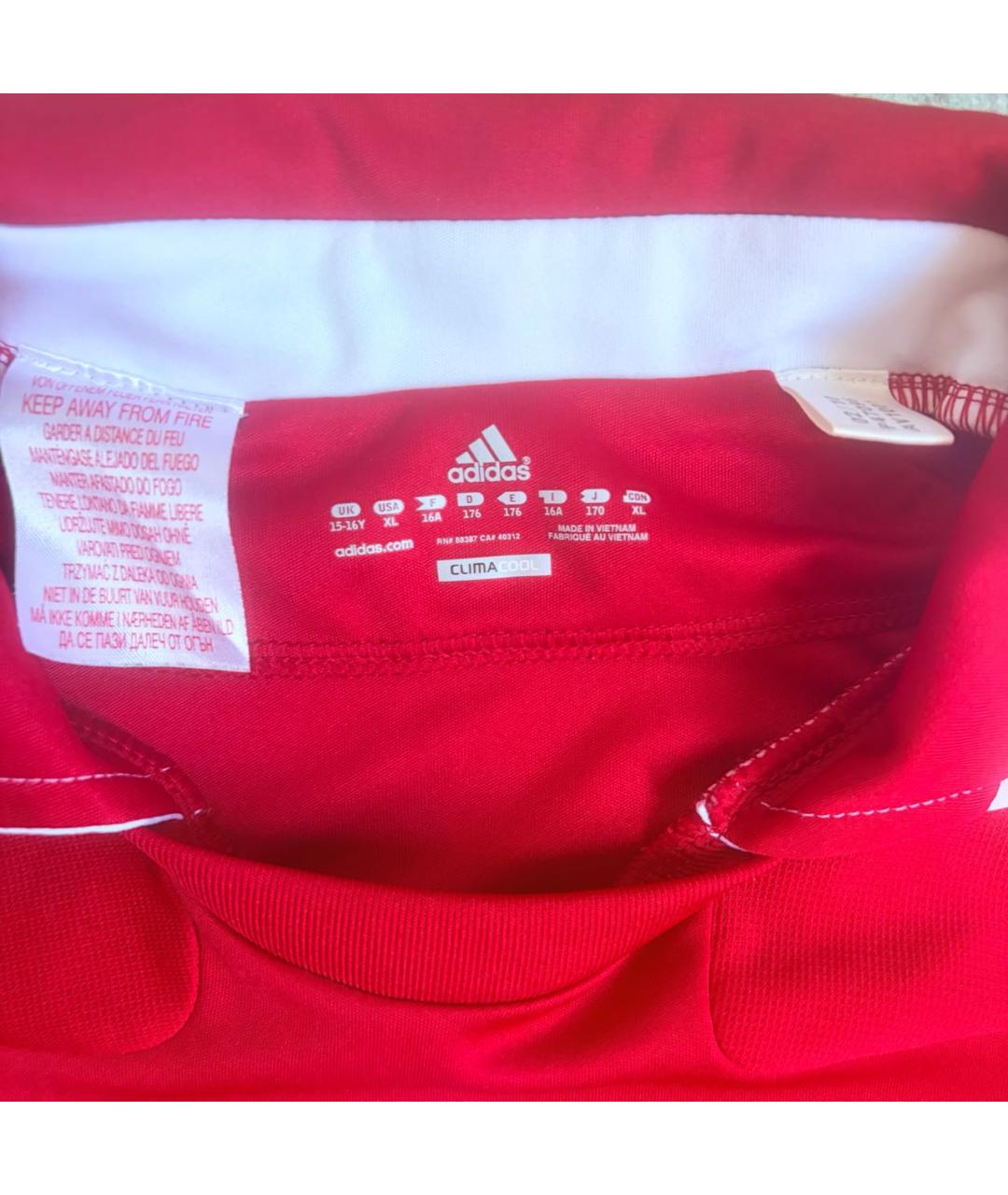 ADIDAS Красная хлопко-полиэстеровая футболка, фото 3