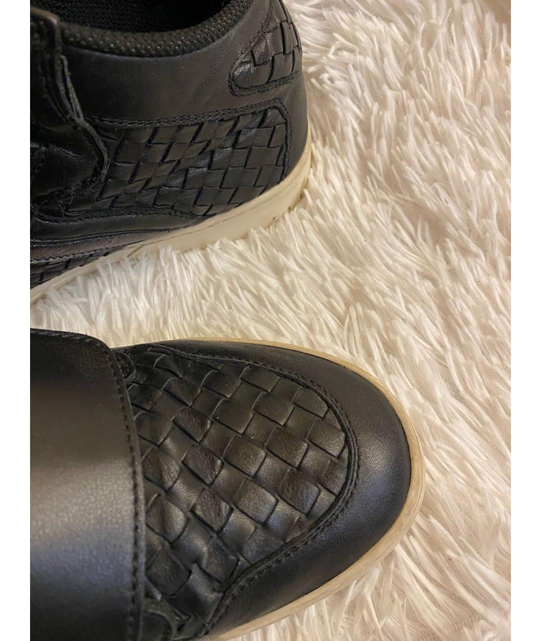 BOTTEGA VENETA Черные кожаные высокие кроссовки / кеды, фото 4