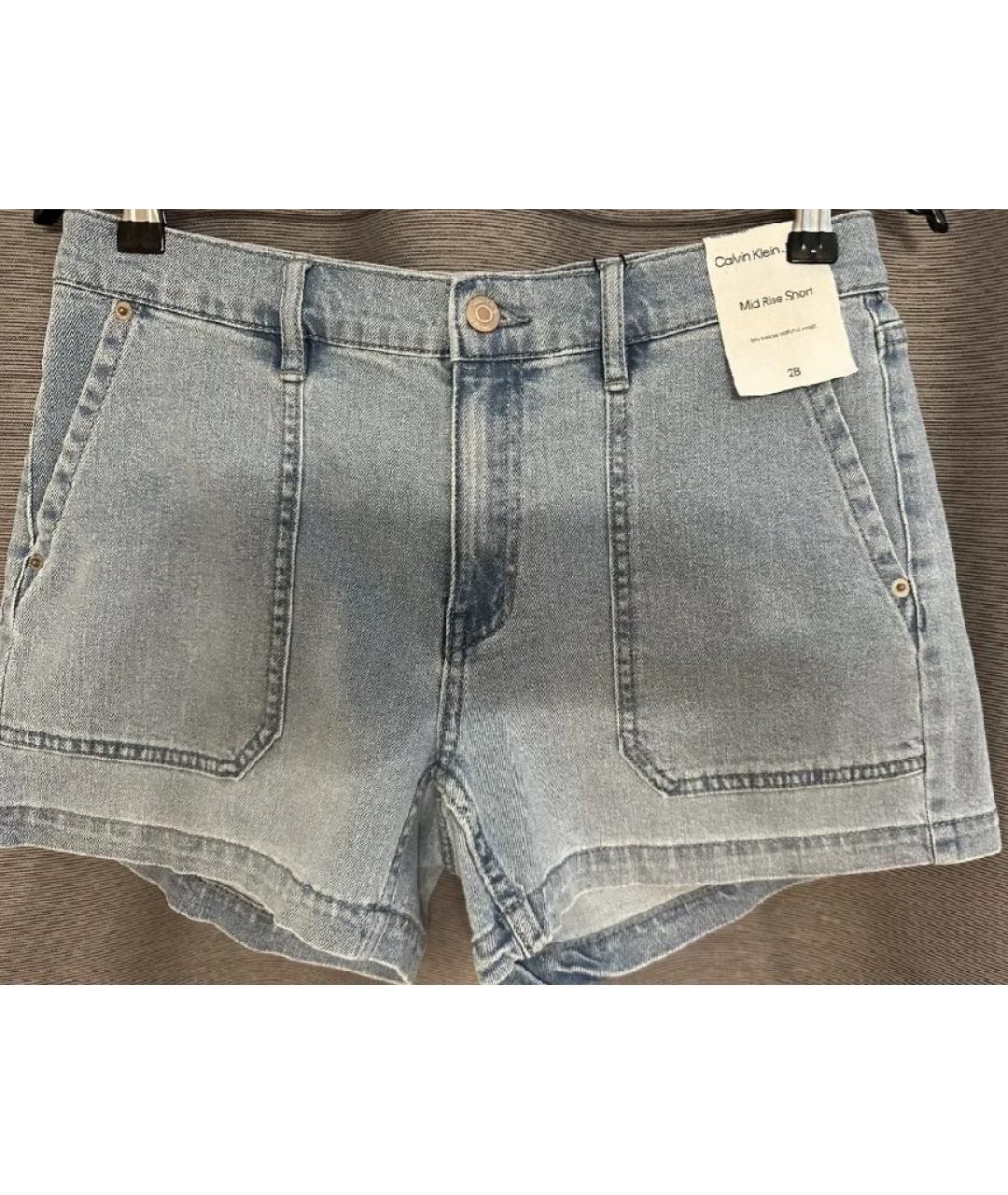 CALVIN KLEIN Голубые хлопко-эластановые шорты, фото 9