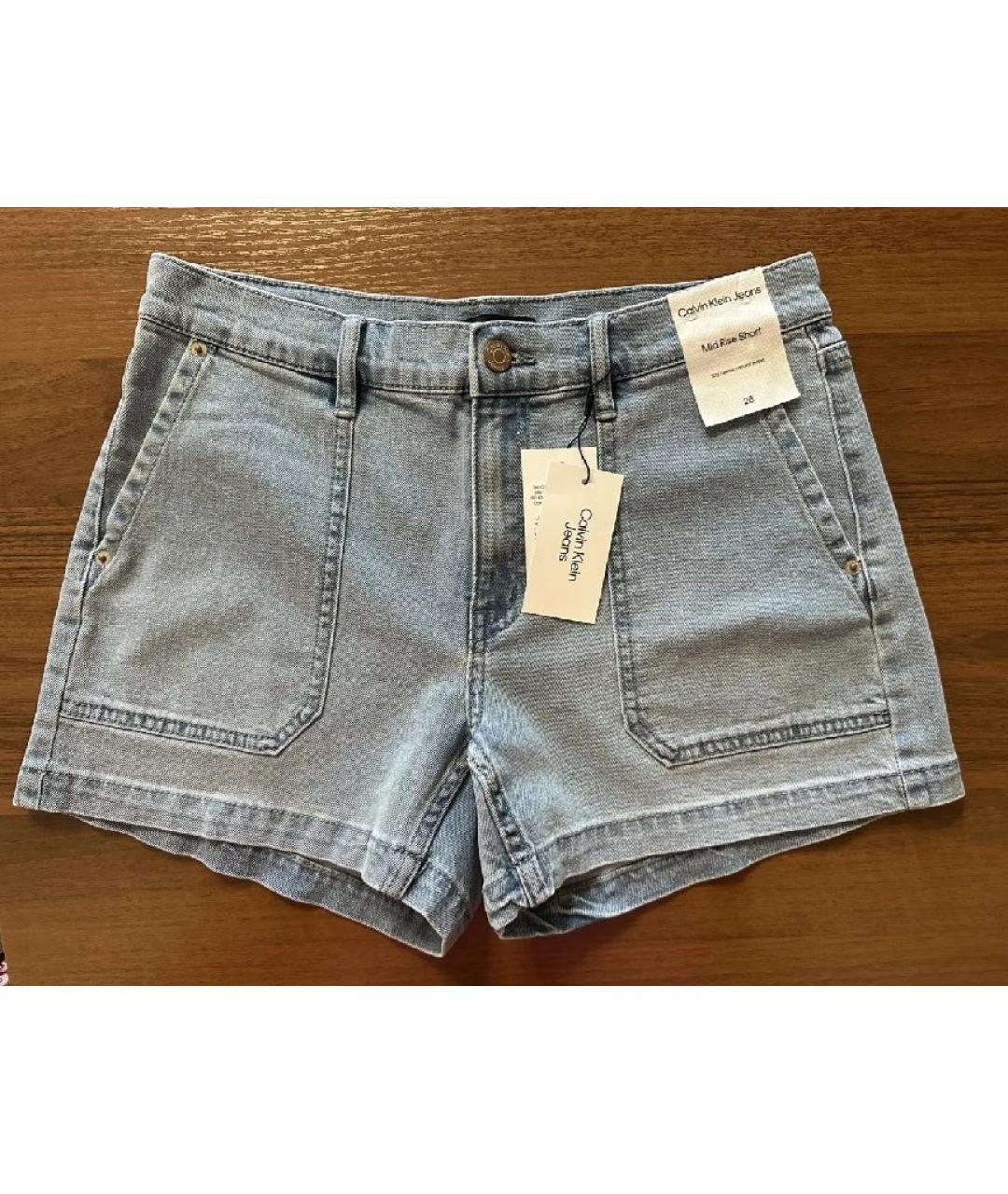 CALVIN KLEIN Голубые хлопко-эластановые шорты, фото 10