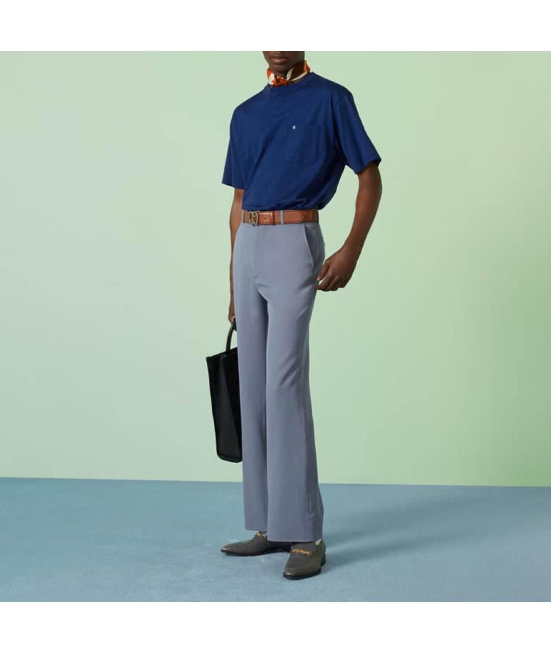 GUCCI Синяя хлопковая футболка, фото 4