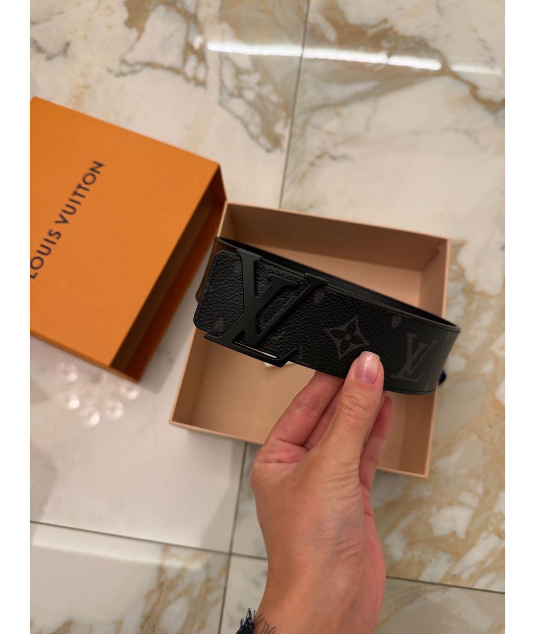LOUIS VUITTON Черный кожаный ремень, фото 4