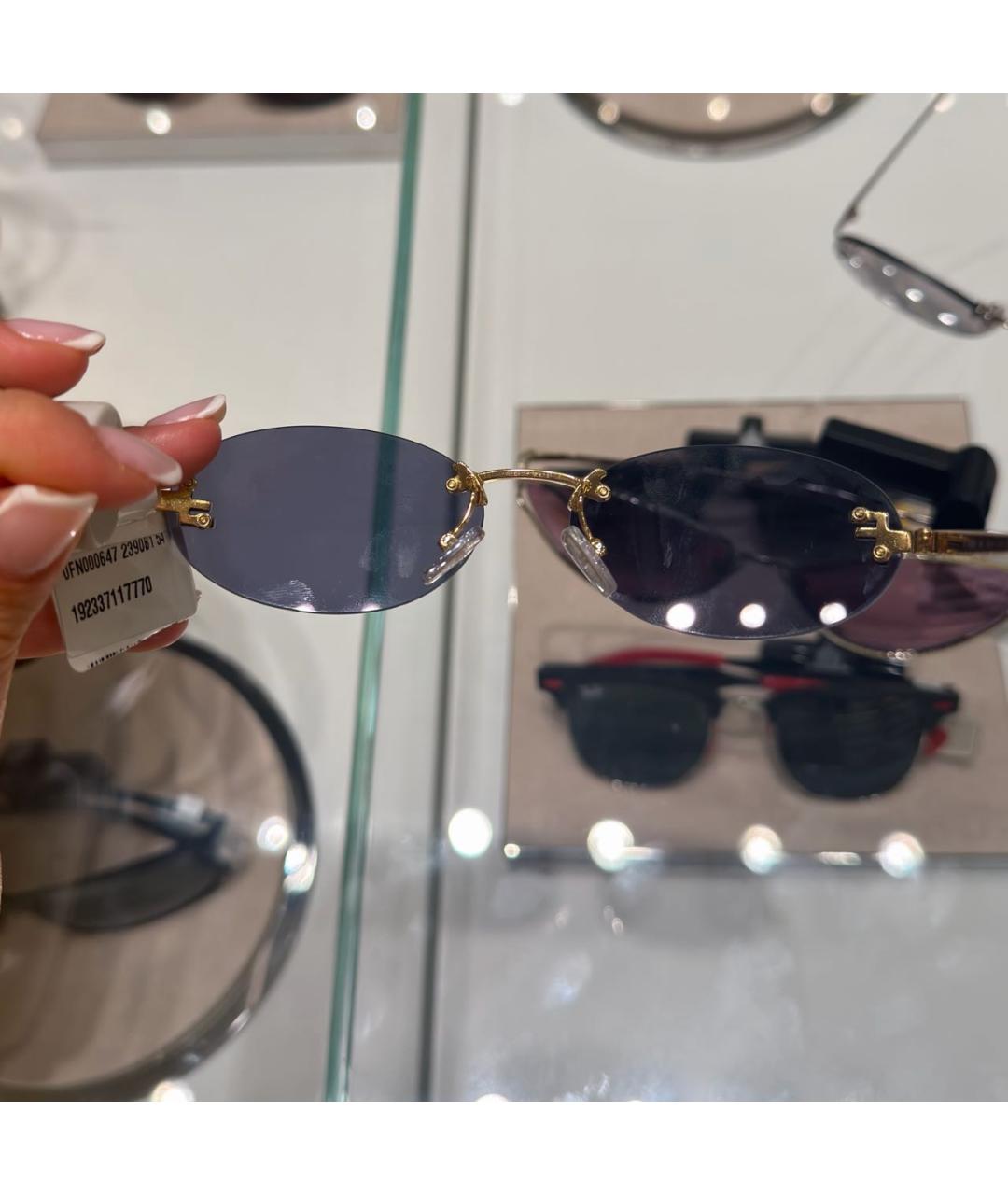FENDI Коричневые металлические солнцезащитные очки, фото 4