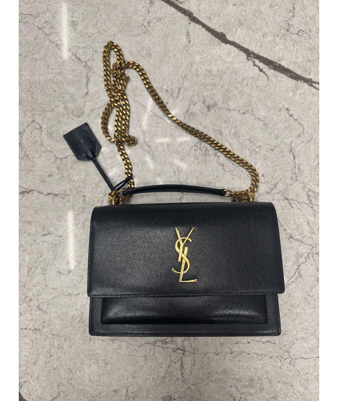 SAINT LAURENT Черная кожаная сумка через плечо, фото 9