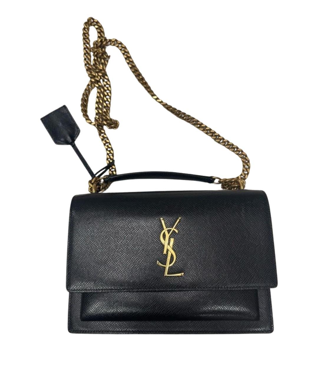SAINT LAURENT Черная кожаная сумка через плечо, фото 1