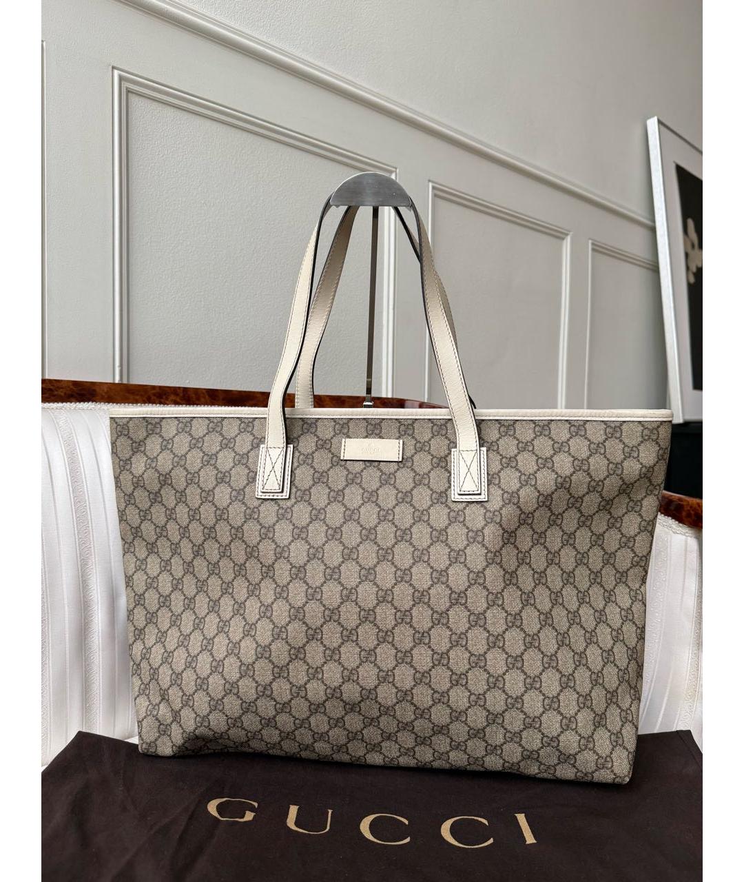 GUCCI Белая канва сумка тоут, фото 7