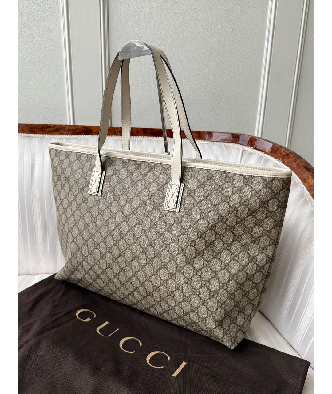 GUCCI Белая канва сумка тоут, фото 3