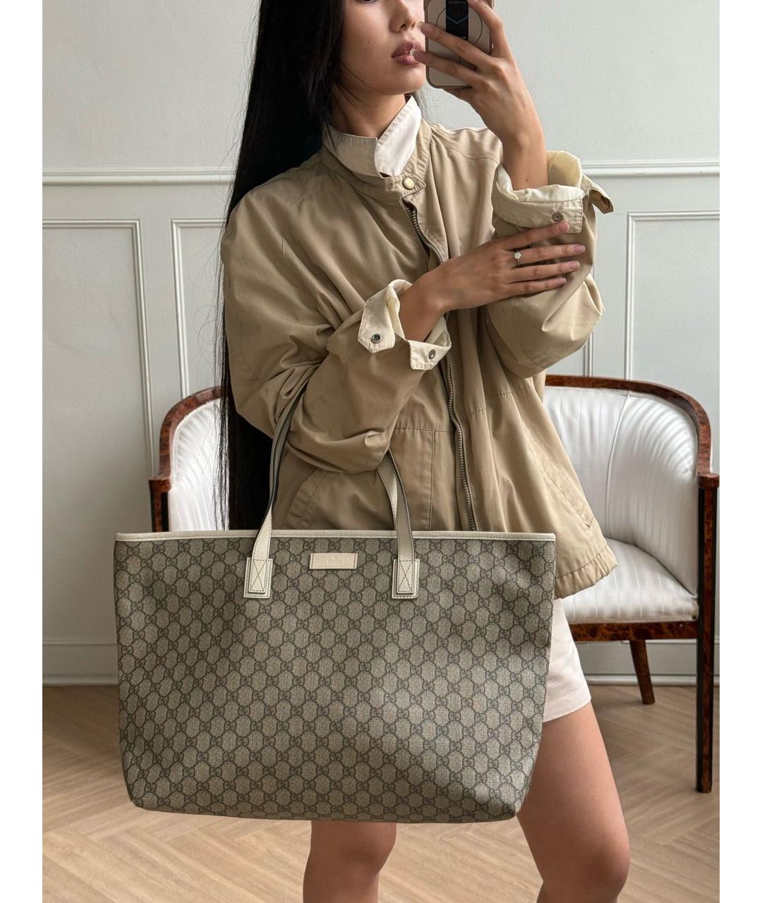 GUCCI Белая канва сумка тоут, фото 5