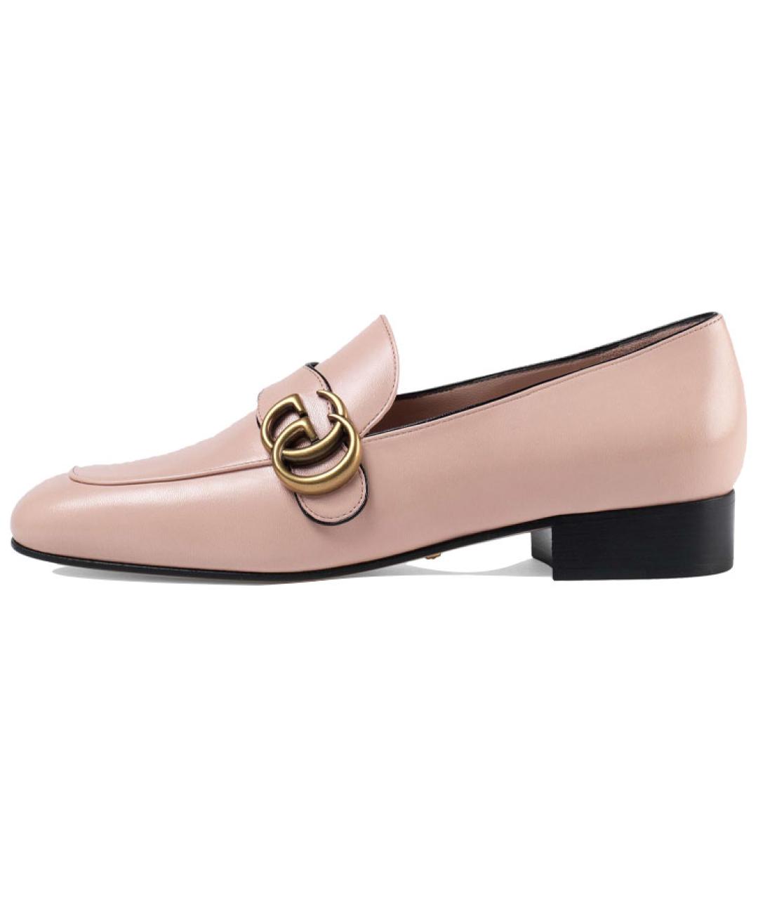 GUCCI Розовые кожаные лоферы, фото 2