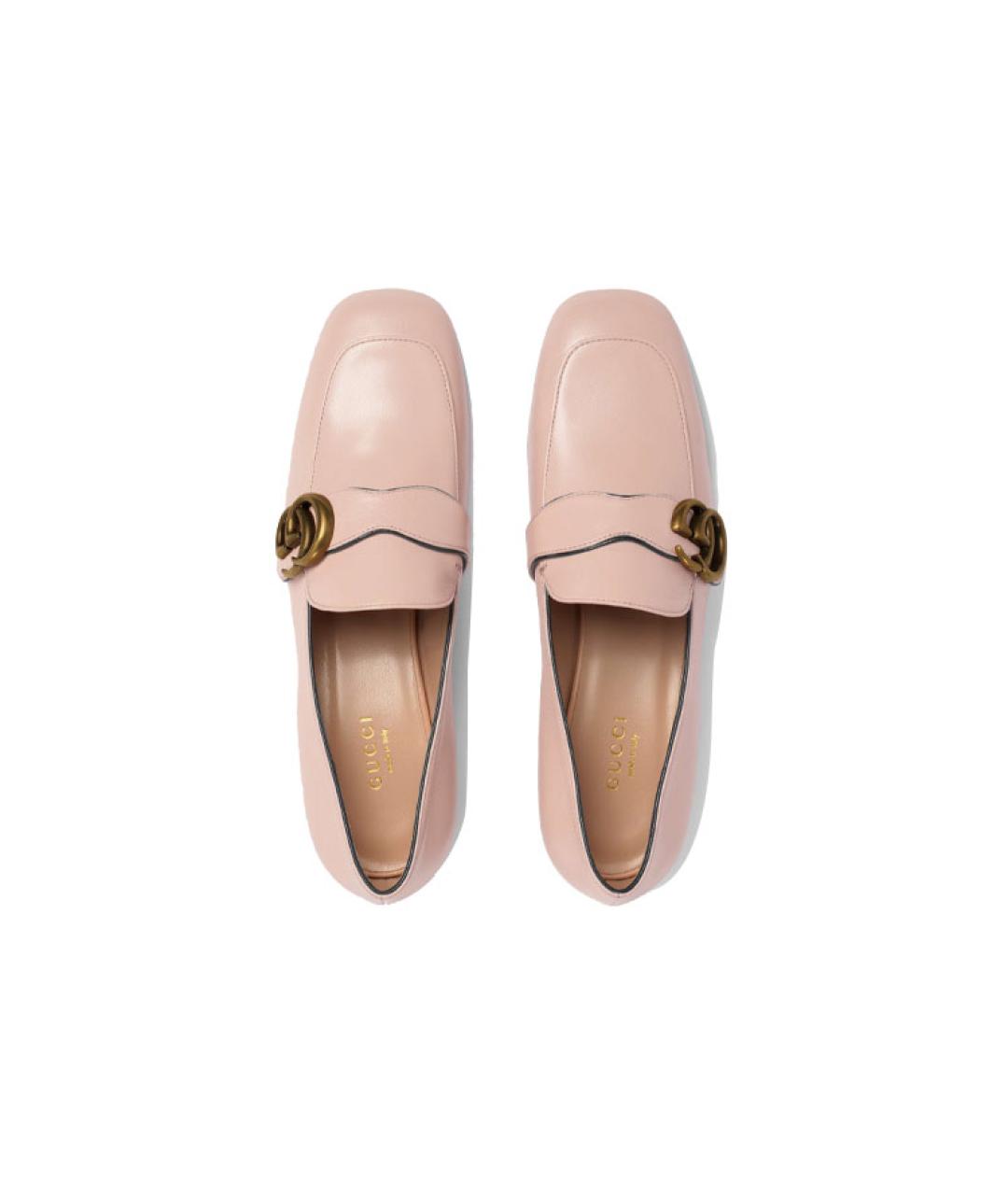 GUCCI Розовые кожаные лоферы, фото 4