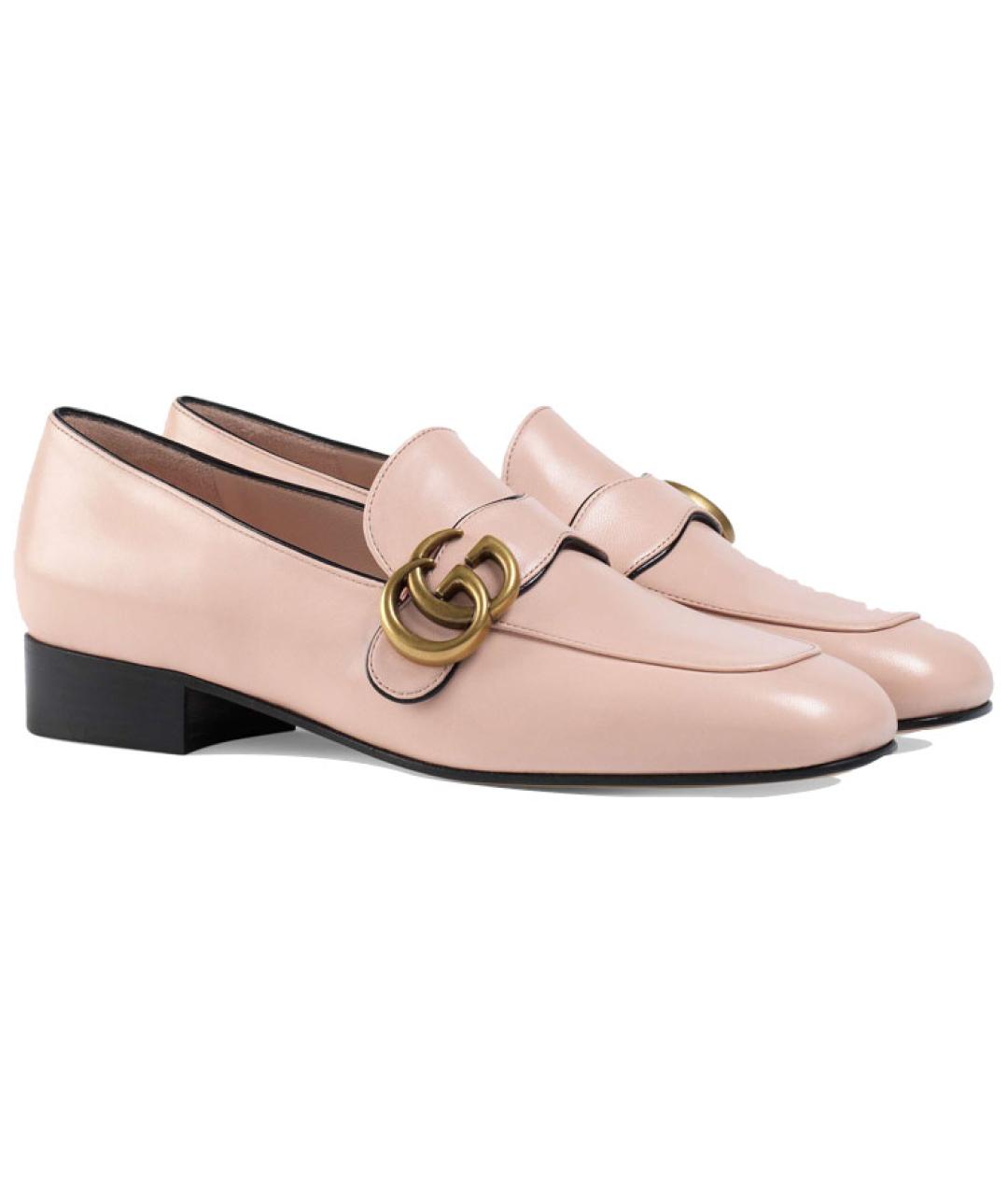 GUCCI Розовые кожаные лоферы, фото 3