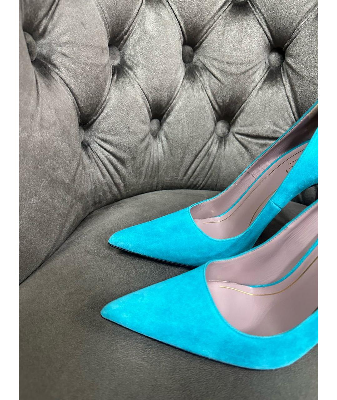 GUCCI Бирюзовые замшевые туфли, фото 2
