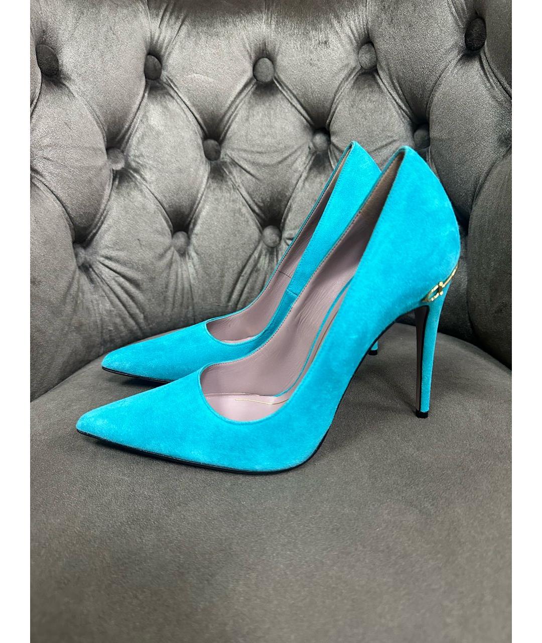 GUCCI Бирюзовые замшевые туфли, фото 6