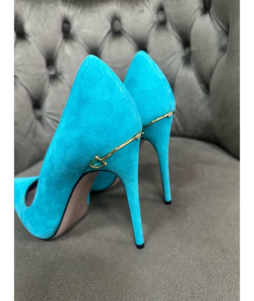 GUCCI Бирюзовые замшевые туфли, фото 4