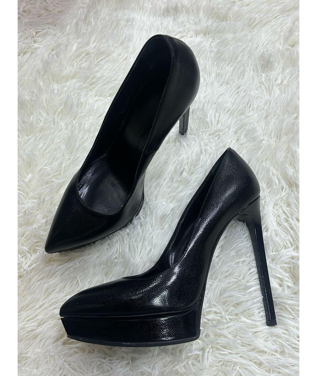 SAINT LAURENT Черные кожаные туфли, фото 7