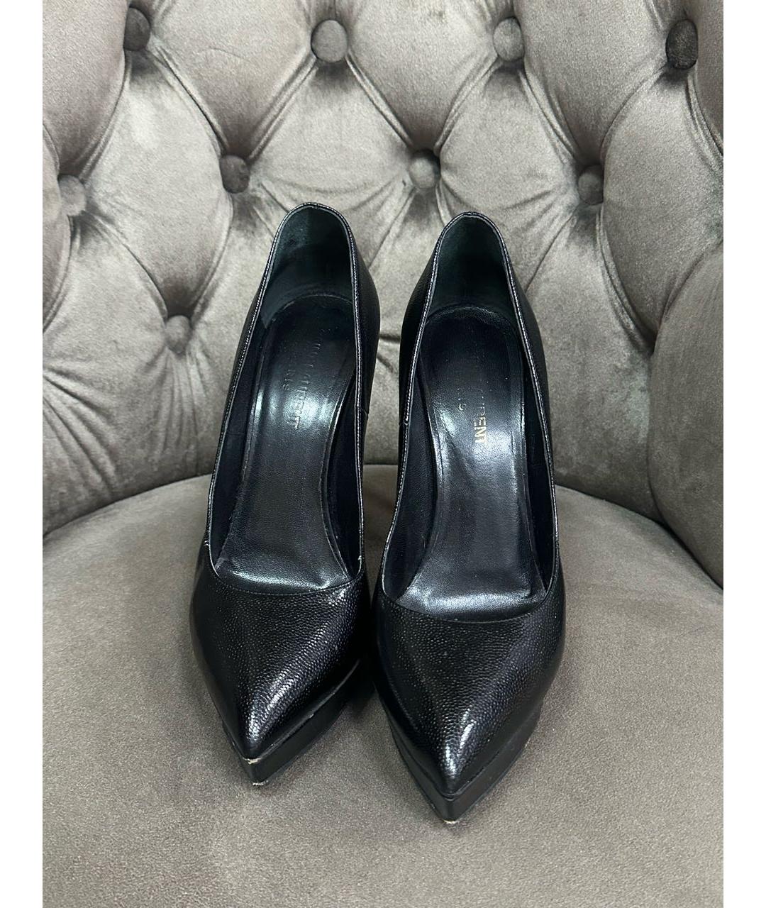 SAINT LAURENT Черные кожаные туфли, фото 6