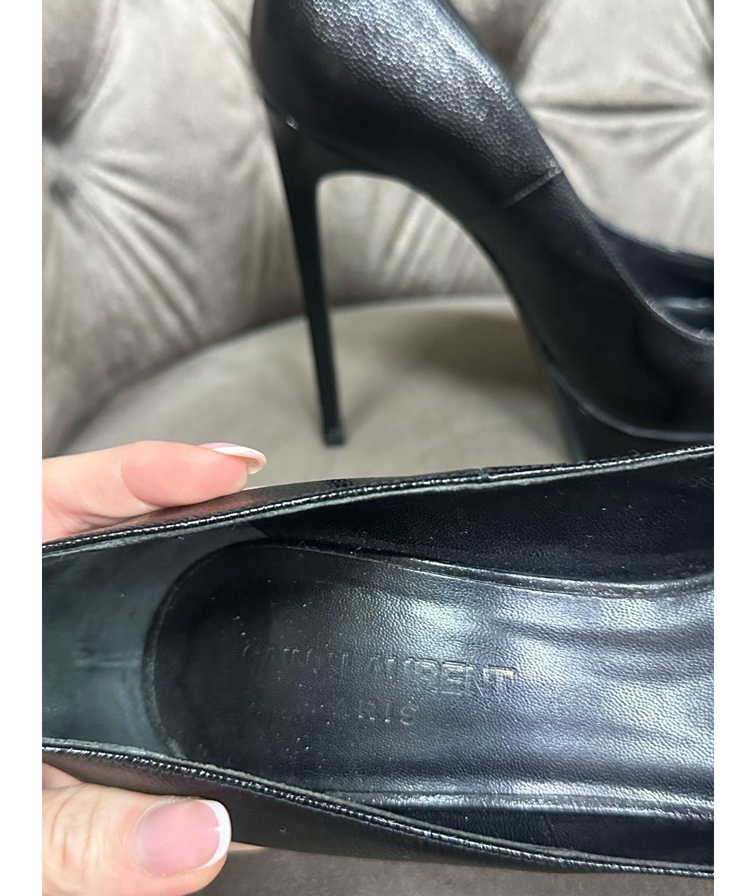 SAINT LAURENT Черные кожаные туфли, фото 4