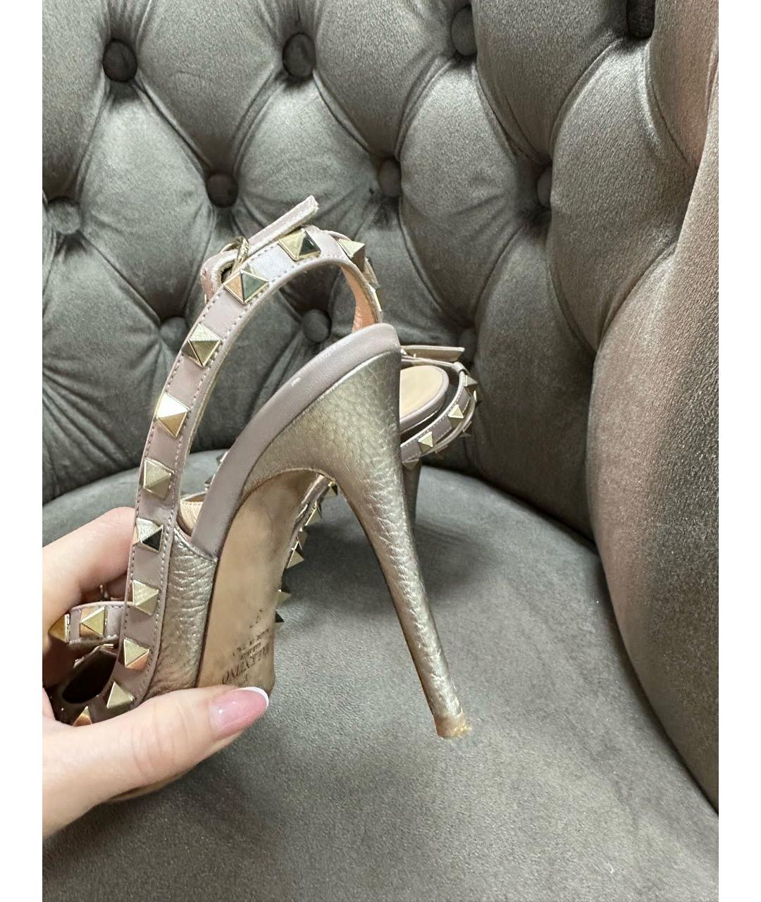 VALENTINO Золотые кожаные туфли, фото 4