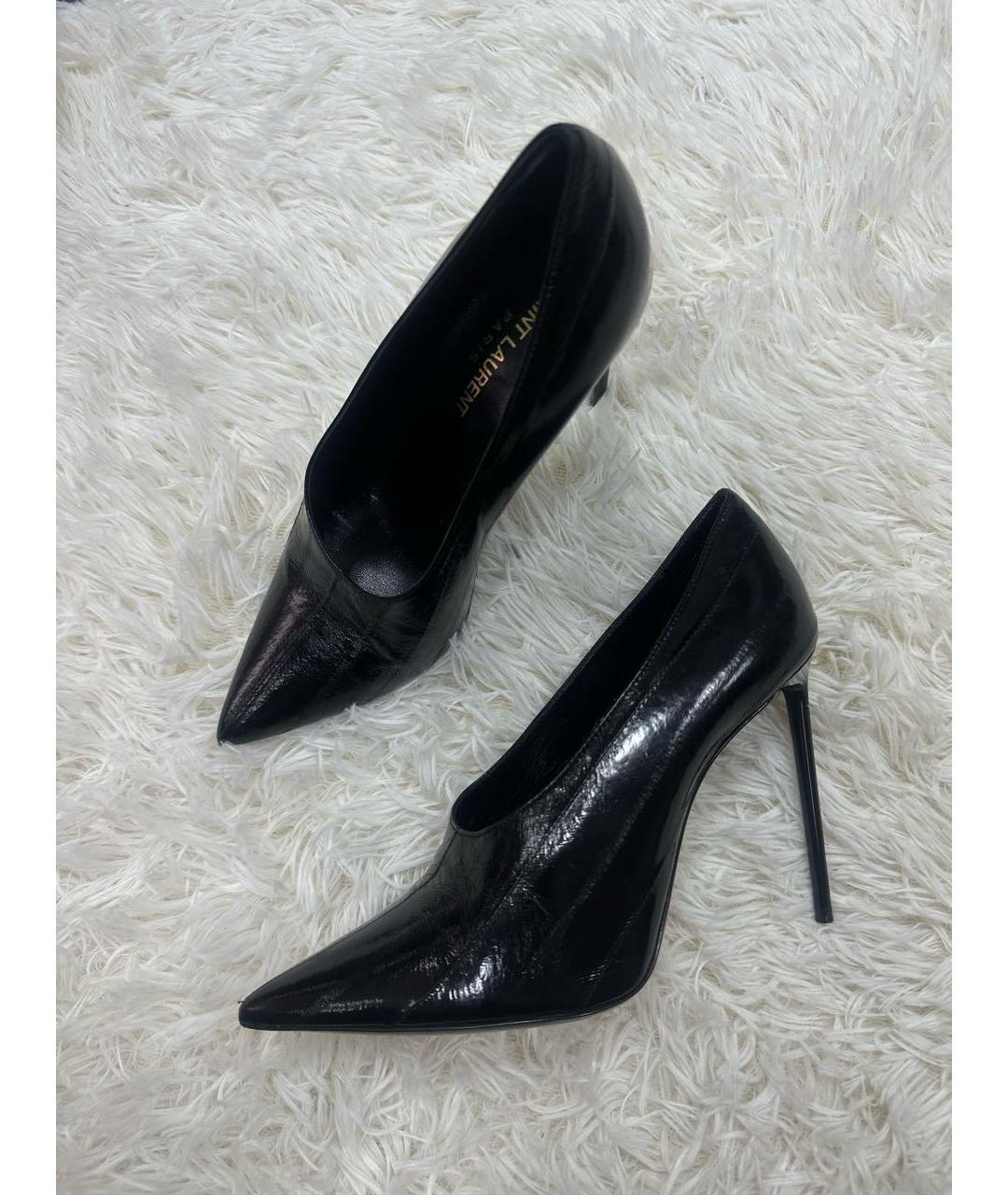SAINT LAURENT Черные кожаные туфли, фото 2