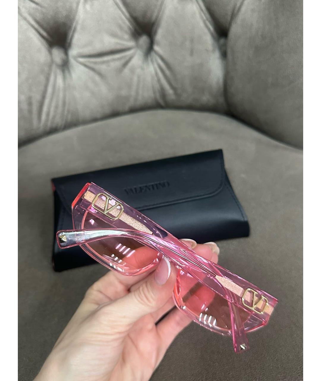 VALENTINO Розовые пластиковые солнцезащитные очки, фото 2
