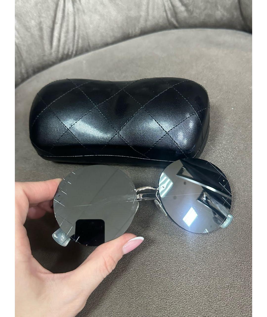 CHANEL Антрацитовые металлические солнцезащитные очки, фото 2