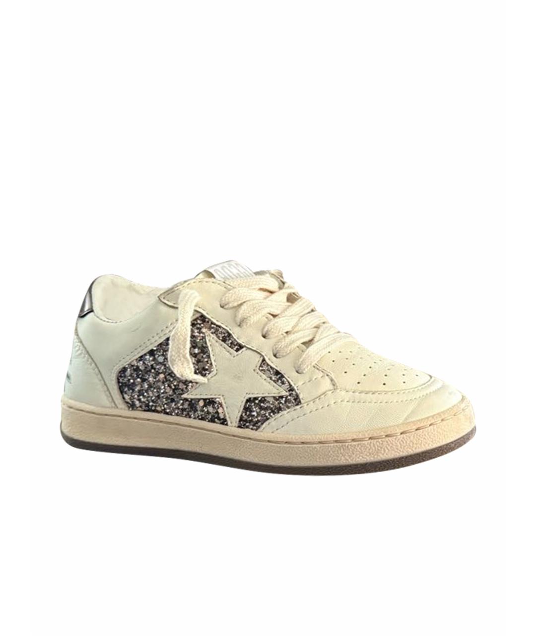 GOLDEN GOOSE Бежевые кожаные кеды, фото 1