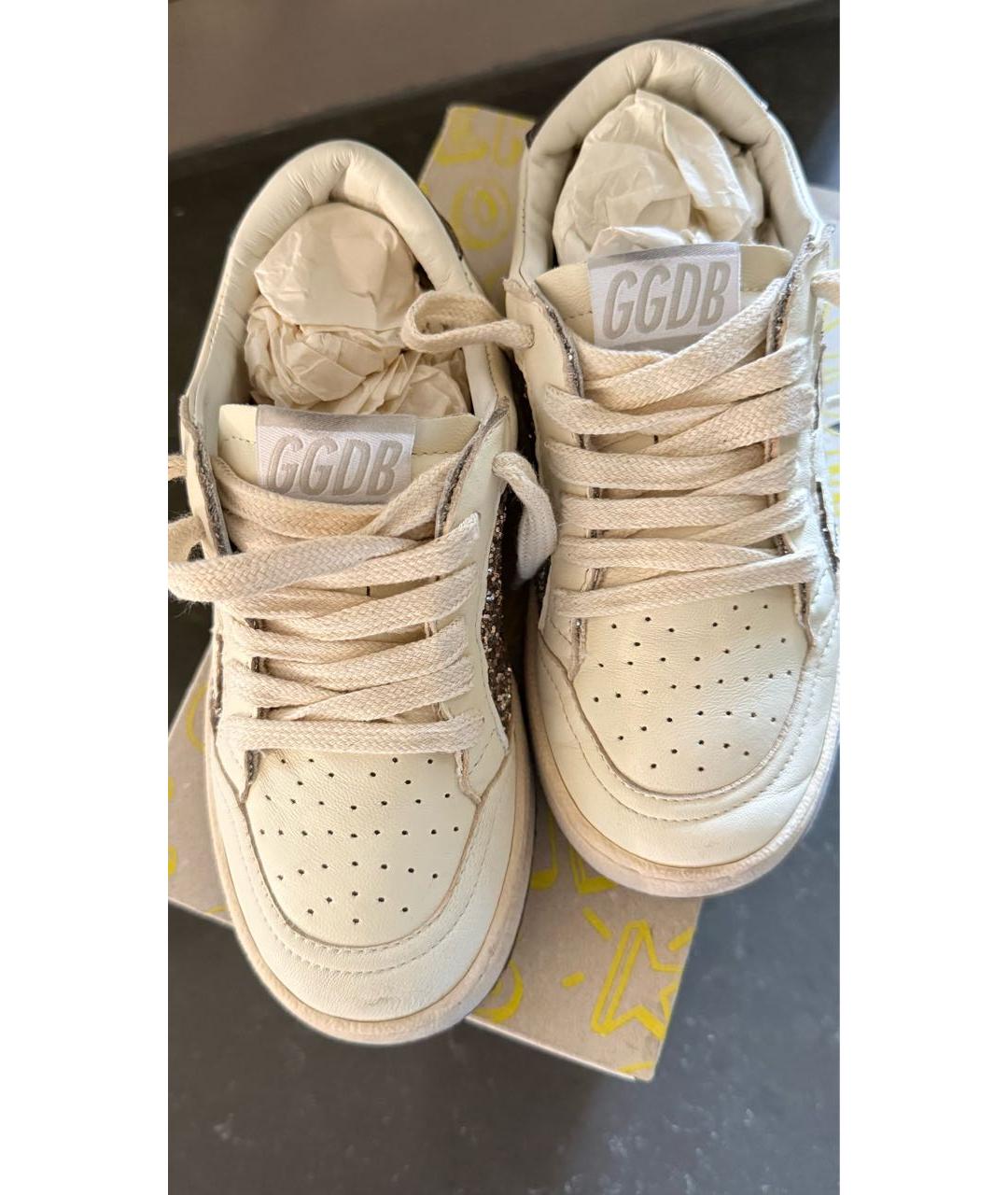 GOLDEN GOOSE Бежевые кожаные кеды, фото 2