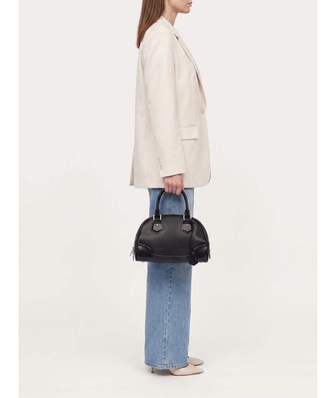 LOUIS VUITTON Черная кожаная сумка с короткими ручками, фото 8