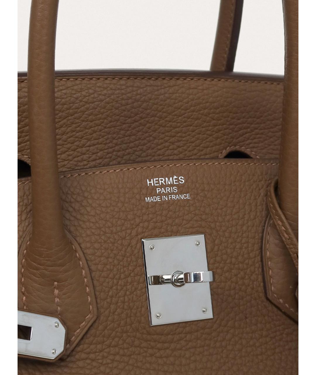 HERMES Коричневая кожаная сумка с короткими ручками, фото 5