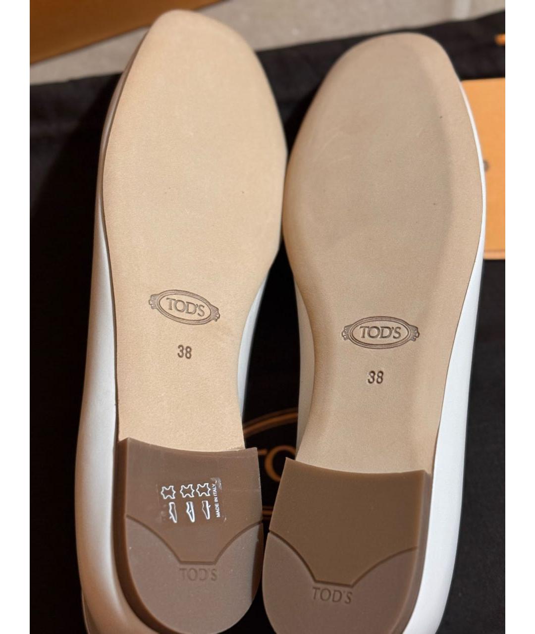 TOD'S Белые кожаные лоферы, фото 4