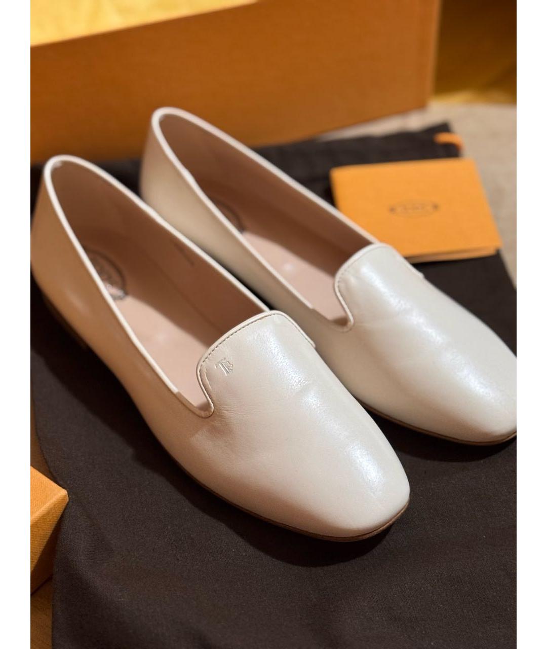 TOD'S Белые кожаные лоферы, фото 2