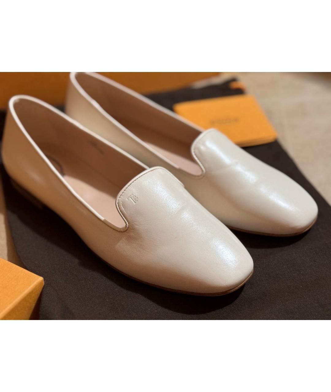 TOD'S Белые кожаные лоферы, фото 3