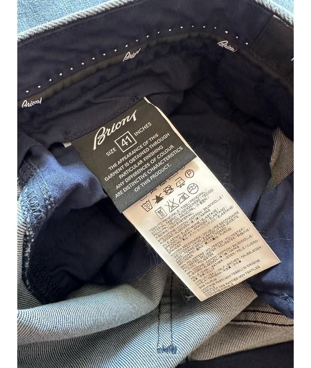 BRIONI Темно-синие хлопко-эластановые прямые джинсы, фото 4